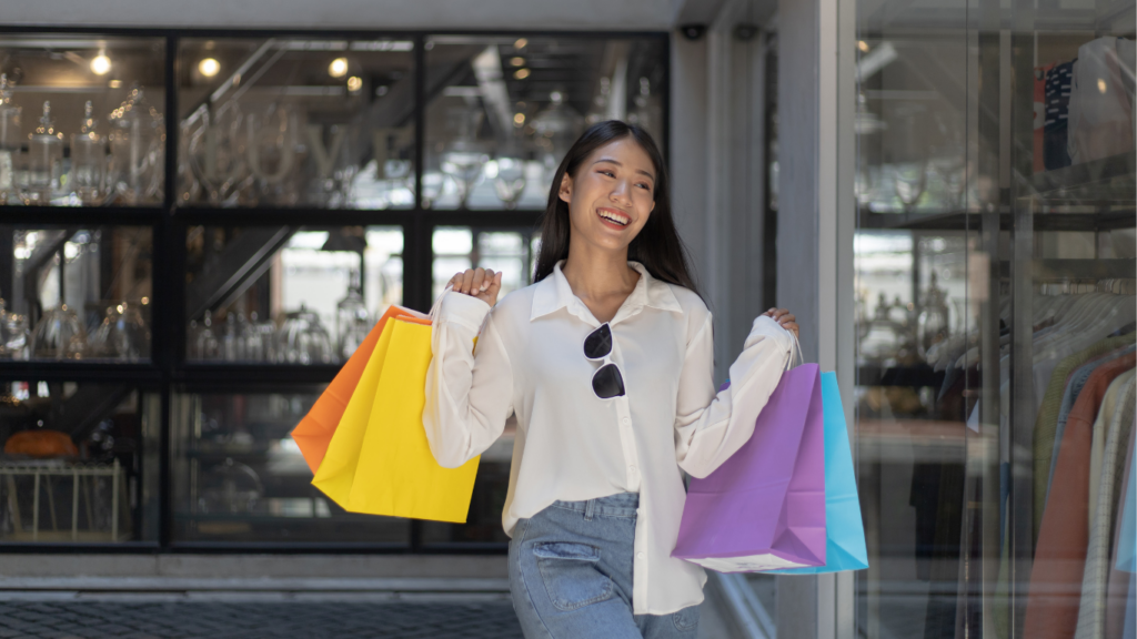 Customer with shopping bags